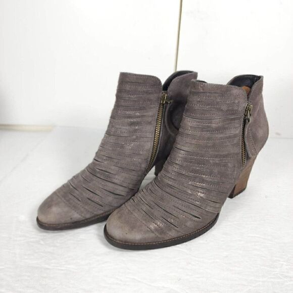 Paul Green Women's Malibu US7,5-8 AU5 Leather Sliced Metallic Earth Ankle Boots - Picture 1 of 13